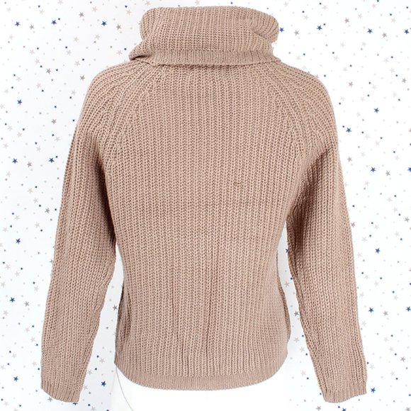 Raglan Long Sleeve Turtle Neck Knit Sweater Khaki - Picture 4 of 7